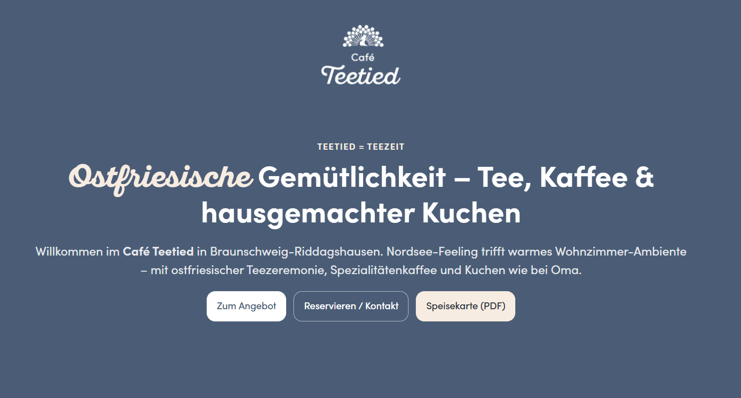 Café Teetied Webseite Screenshot in Braunschweig - Webdesigner für Vereine & kleine Betriebe